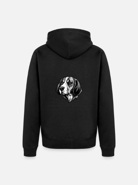 Beagle Hund Kopf - Unisex Premium Bio Zip Hoodie - Schwarz
