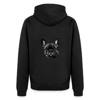 Bouledogue Français Tête de Chien - Veste à capuche bio Premium Unisexe - noir - Dos - Nico (187cm)