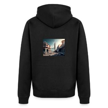 Erdbeben-Überlebende im Weltraum - Futuristisches - Unisex Premium Bio Zip Hoodie - Schwarz - Hinten - Nico (187cm)