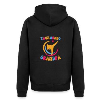 Men's Martial Arts Sport Funny Taekwondo Grandpa - Unisex Premium Organic Zip Hoodie - black - Back - Nico (187cm)