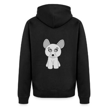 Süßer grauer Hund - Unisex Premium Bio Zip Hoodie - Schwarz - Hinten - Nico (187cm)