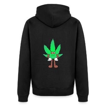 Der Bloom - Weed Cannabis Stoned Hanf Marihuana - Unisex Premium Bio Zip Hoodie - Schwarz - Hinten - Nico (187cm)