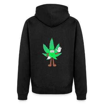 Der Bloom - Weed Cannabis Stoned Hanf Marihuana - Unisex Premium Bio Zip Hoodie - Schwarz - Hinten - Nico (187cm)