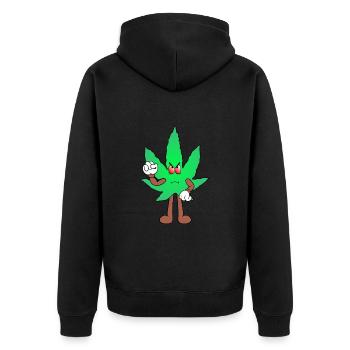 Der Bloom - Weed Cannabis Stoned Hanf Marihuana - Unisex Premium Bio Zip Hoodie - Schwarz - Hinten - Nico (187cm)