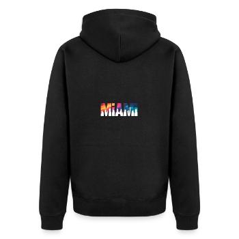 Miami - Cooles Stadtlogo - Unisex Premium Bio Zip Hoodie - Schwarz - Hinten - Nico (187cm)