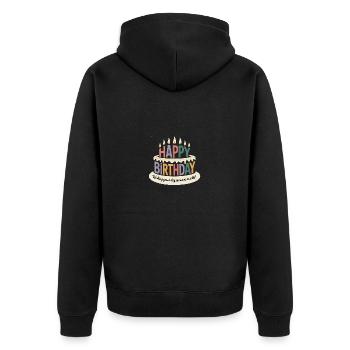 Happy Birthday - Cool Vintage Cartoon Logo - Unisex Premium Organic Zip Hoodie - black - Back - Nico (187cm)