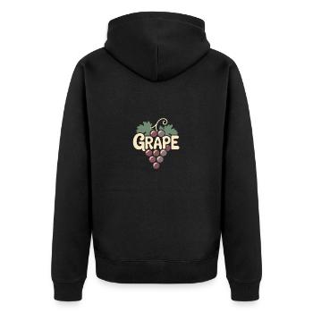 Grape Vine - Funny Vintage Cartoon Design - Unisex Premium Organic Zip Hoodie - black - Back - Nico (187cm)