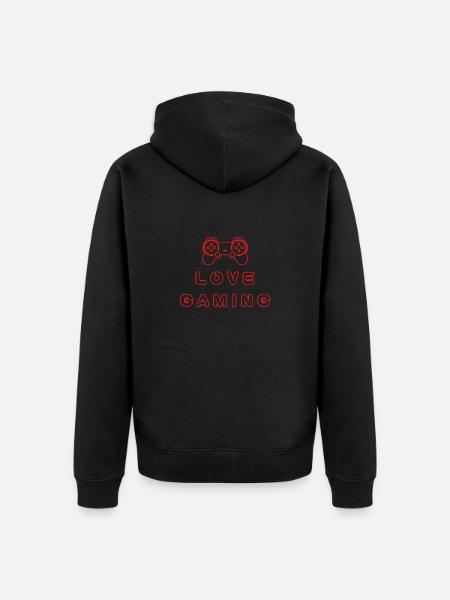 LOVE GAMING - Unisex Premium Organic Zip Hoodie - black