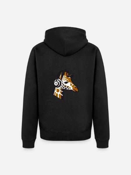 Girafe avec écouteurs - Veste à capuche bio Premium Unisexe - noir
