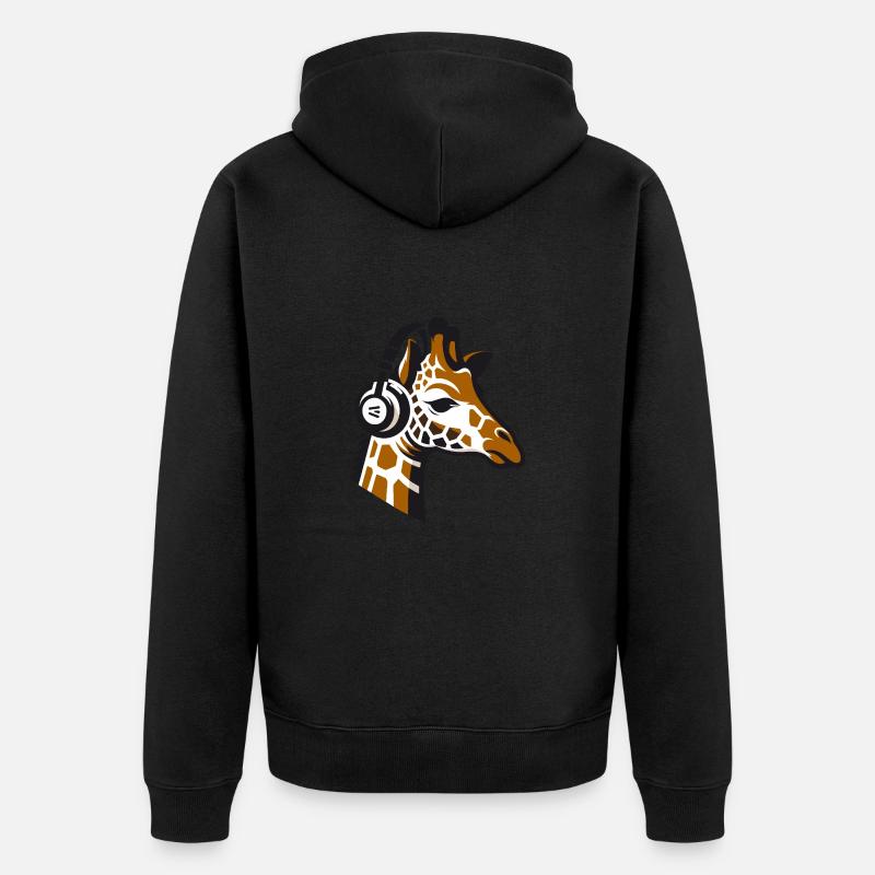 Girafe avec écouteurs - Veste à capuche bio Premium Unisexe - noir