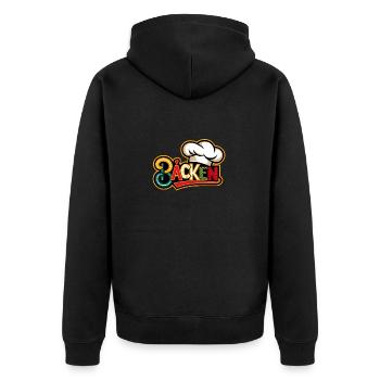 Backen mein Hobby - buntes Bäckermotiv - Unisex Premium Bio Zip Hoodie - Schwarz - Hinten - Nico (187cm)