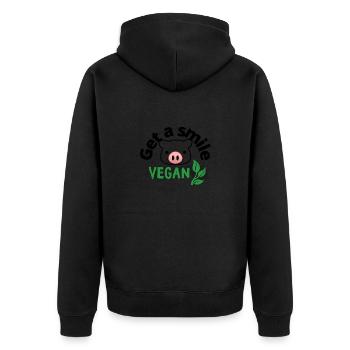 Vegan Tierliebhaber Tierfreunde Lächeln der Tiere - Unisex Premium Bio Zip Hoodie - Schwarz - Hinten - Nico (187cm)