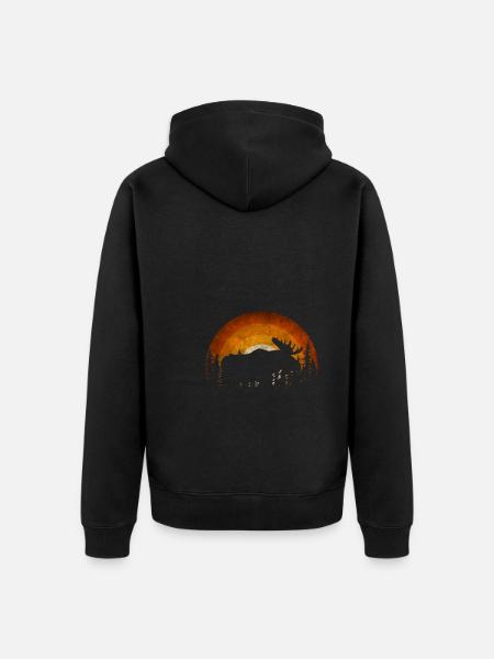 Moose and a sunset - Unisex Premium Organic Zip Hoodie - black