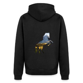 Pferd - Unisex Premium Bio Zip Hoodie - Schwarz - Hinten - Nico (187cm)