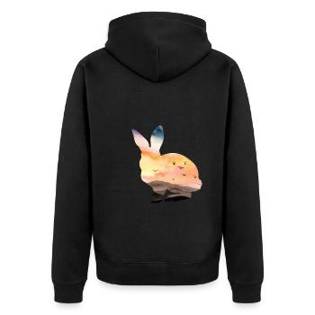 Rabbit - Unisex Premium Organic Zip Hoodie - black - Back - Nico (187cm)