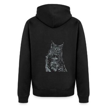 Luchs - Unisex Premium Bio Zip Hoodie - Schwarz - Hinten - Nico (187cm)