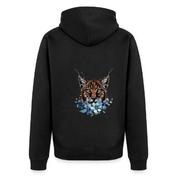 Lynx - Unisex Premium Organic Zip Hoodie - black - Back - Nico (187cm)