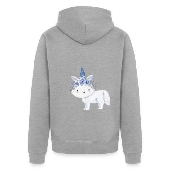 Renard arctique mignon - Veste à capuche bio Premium Unisexe - gris chiné - Dos - Nico (187cm)