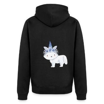 Cute arctic fox - Unisex Premium Organic Zip Hoodie - black - Back - Nico (187cm)