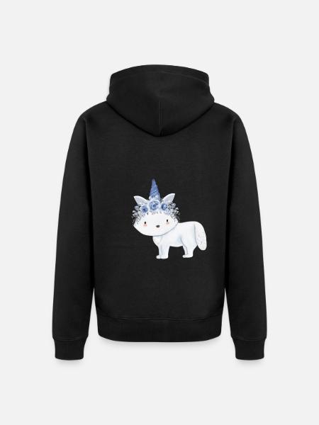 Cute arctic fox - Unisex Premium Organic Zip Hoodie - black