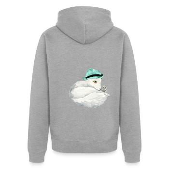 Renard arctique mignon - Veste à capuche bio Premium Unisexe - gris chiné - Dos - Nico (187cm)