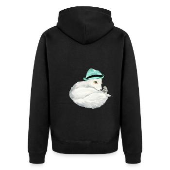 Niedlicher Polarfuchs - Unisex Premium Bio Zip Hoodie - Schwarz - Hinten - Nico (187cm)