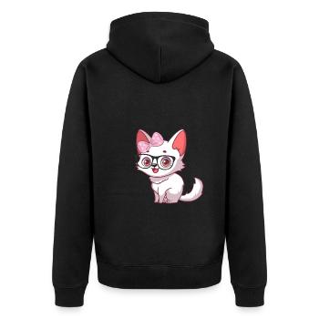 Renard arctique mignon - Veste à capuche bio Premium Unisexe - noir - Dos - Nico (187cm)