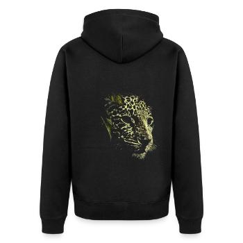 Schneeleopard - Unisex Premium Bio Zip Hoodie - Schwarz - Hinten - Nico (187cm)
