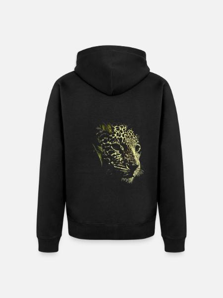 Schneeleopard - Unisex Premium Bio Zip Hoodie - Schwarz