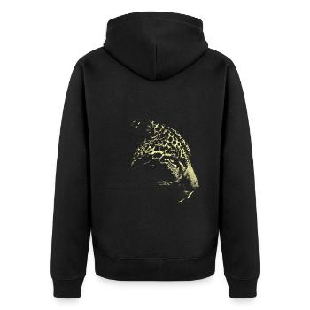 Schneeleopard - Unisex Premium Bio Zip Hoodie - Schwarz - Hinten - Nico (187cm)
