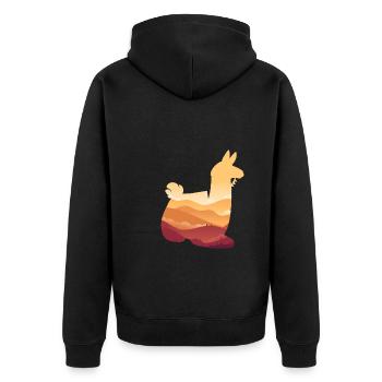 Lama - Unisex Premium Bio Zip Hoodie - Schwarz - Hinten - Nico (187cm)