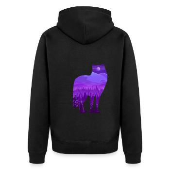 Timber Wolf - Unisex Premium Bio Zip Hoodie - Schwarz - Hinten - Nico (187cm)