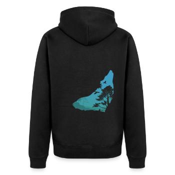 Timber Wolf - Unisex Premium Bio Zip Hoodie - Schwarz - Hinten - Nico (187cm)