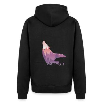 Timber Wolf - Unisex Premium Bio Zip Hoodie - Schwarz - Hinten - Nico (187cm)