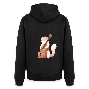 Mungo spielt Cello - Unisex Premium Bio Zip Hoodie - Schwarz - Hinten - Nico (187cm)