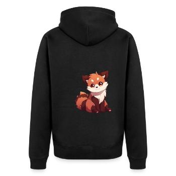 Roter Panda - Unisex Premium Bio Zip Hoodie - Schwarz - Hinten - Nico (187cm)