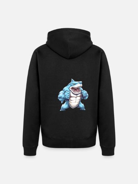 Bodybuilder Shark - Unisex Premium Organic Zip Hoodie - black