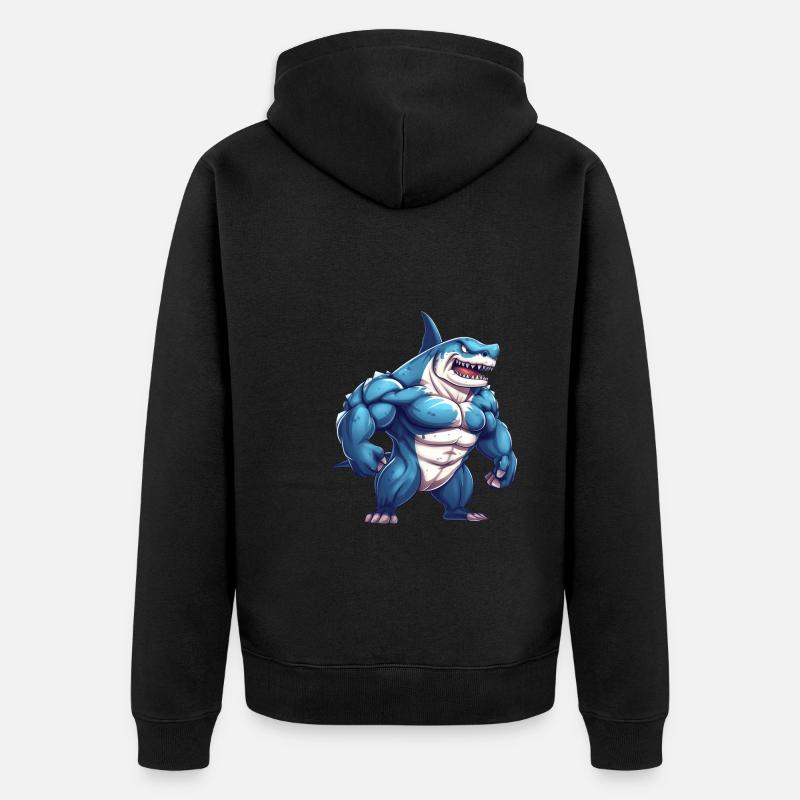 Bodybuilder Hai - Unisex Premium Bio Zip Hoodie - Schwarz