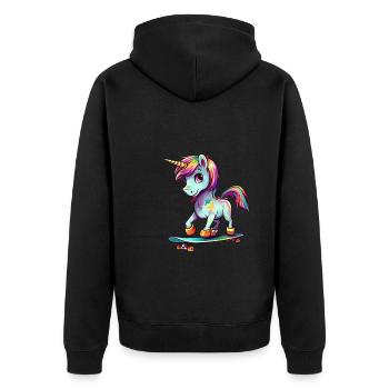 Unicorn on a skateboard - Unisex Premium Organic Zip Hoodie - black - Back - Nico (187cm)