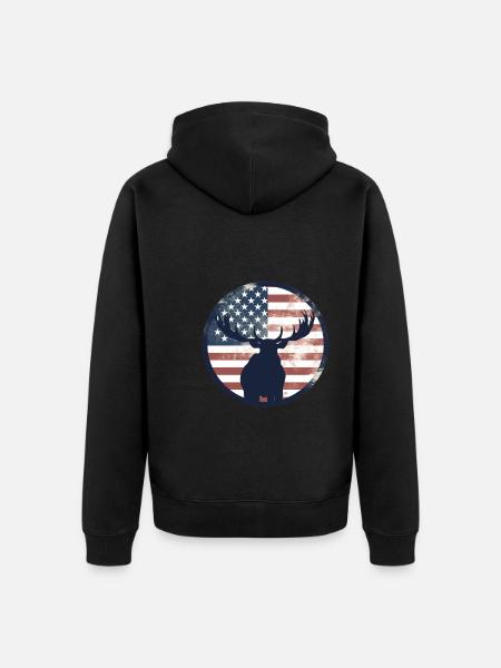 American Flag Moose - Unisex Premium Organic Zip Hoodie - black