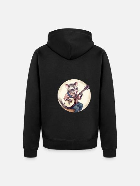 Opossum spielt Banjo - Unisex Premium Bio Zip Hoodie - Schwarz