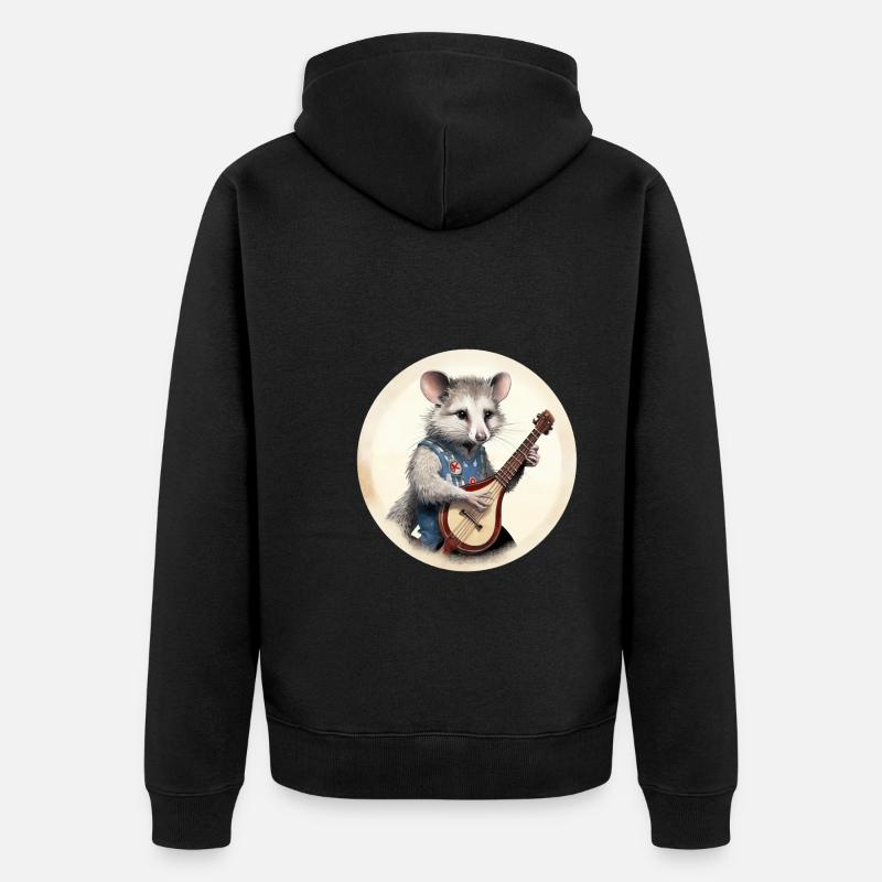 L’opossum joue du banjo - Veste à capuche bio Premium Unisexe - noir