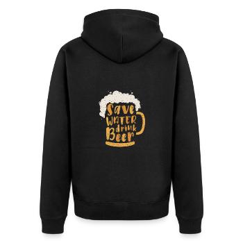 Save water Drink beer - Unisex Premium Organic Zip Hoodie - black - Back - Nico (187cm)