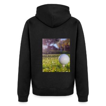 Liebe zum Golf - Unisex Premium Bio Zip Hoodie - Schwarz - Hinten - Nico (187cm)