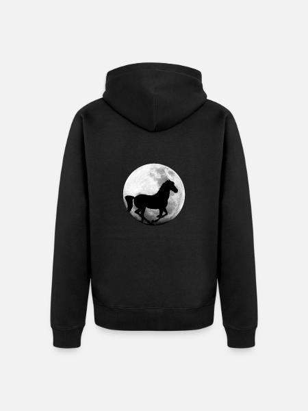 Pferd Vollmond Pferde - Unisex Premium Bio Zip Hoodie - Schwarz