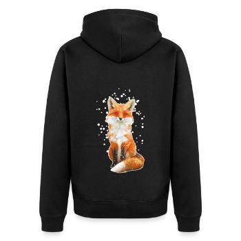 Fox with snowflakes - Unisex Premium Organic Zip Hoodie - black - Back - Nico (187cm)