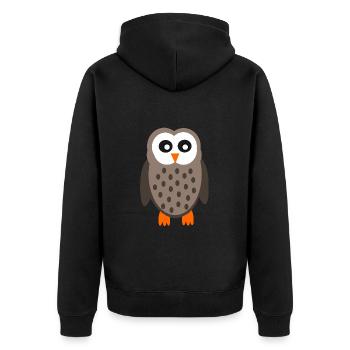 lustige Eule Eulen T-shirt  - Unisex Premium Bio Zip Hoodie - Schwarz - Hinten - Nico (187cm)
