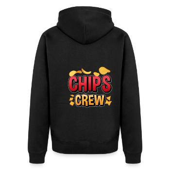 Snacks Snacks Chip Bag Chips Crew - Unisex Premium Organic Zip Hoodie - black - Back - Nico (187cm)