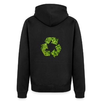 Recycle Umweltschutz Natur Wald Recycling - Unisex Premium Bio Zip Hoodie - Schwarz - Hinten - Nico (187cm)