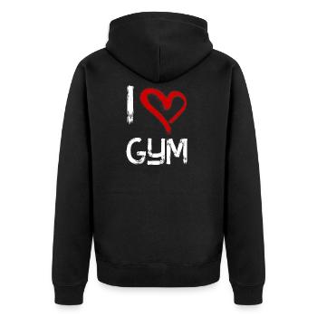 J'adore salle de gym - Veste à capuche bio Premium Unisexe - noir - Dos - Nico (187cm)